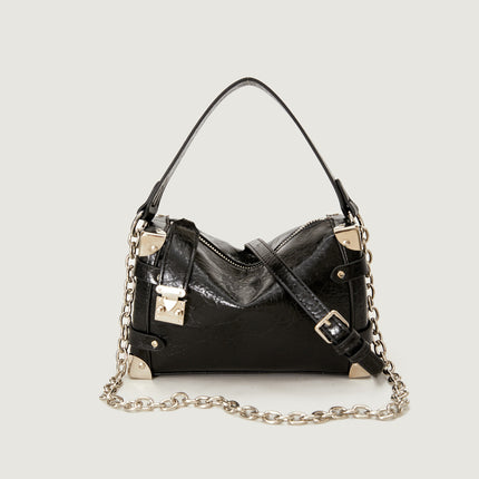 Chanel Style Chain Hand Bag 2024 Retro Square Soft Box Bag Genuine Leather Pillow Bag Shoulder Crossbody Women's Bag