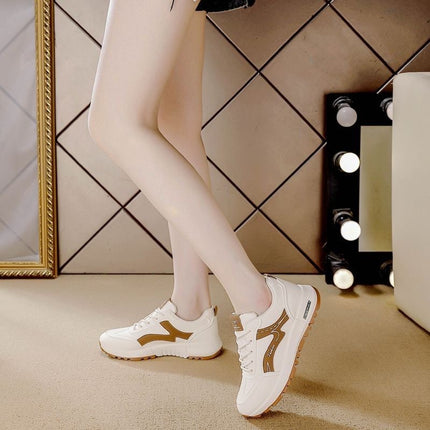 Cross-Border Large Size Leather Sports Shoes Women's Running Shoes 2025 Autumn New Fashion Casual Versatile Dad Shoes Women