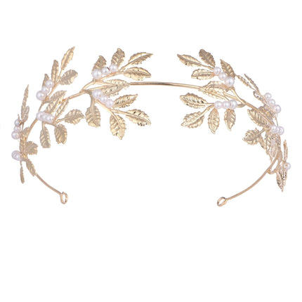 Cross-Border European and American Bridal Leaf Headband Baroque Golden Leaf Headdress Bracelet Earrings Arm Ring Hairpin Hair Accessories