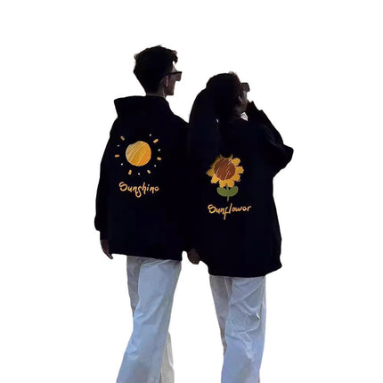 High-End Oversized Unisex Tops, Special Couple Outfits, Autumn and Winter Fleece Hooded Sweatshirts, Trendy Brand Class Uniforms
