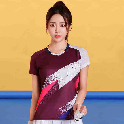 Badminton Clothing Top Men's Short-sleeved Quick-drying Women's Air Volleyball Competition Clothing Training Table Tennis Team Clothing Printing Summer