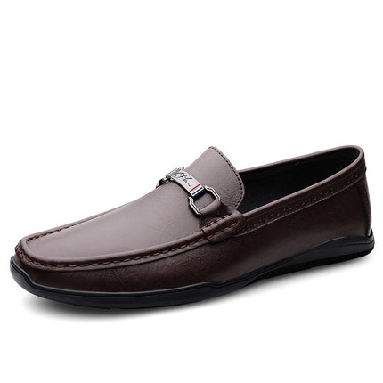 2025 Slip-on Middle-aged Peas Shoes Comfortable First Layer Cowhide Soft Leather Soft Bottom Breathable Casual Leather Shoes Loafers