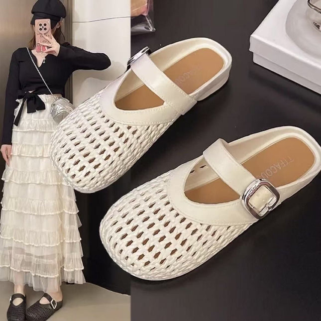 Slippers for Women's Summer Outer Wear 2025 Half-Flop Toe Slippers for Women's Outer Wear Fashionable New Flat Soft Bottom Hollow Breathable