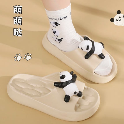 Wen Xiong Summer New Cute Panda Girly Slippers for Home Wear Non-Slip Deodorant EVA Slippers for Women