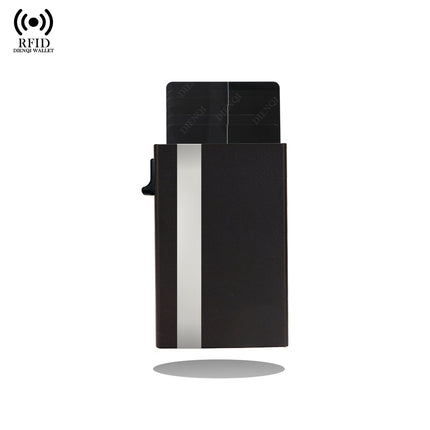 Rfid Metal Men's Card Holder Simple Ultra-Thin Bank Card Protective Cover Aluminum Alloy Side Push One-Click Card Anti-Theft Brush
