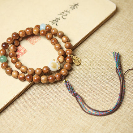 Natural Cook Bodhi Root DIY Woven Handheld Chain Plate Wen Play Chanting Bead String Men's and Women's Long Hanging Pendant