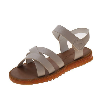 Flat Sandals Tendon Sole Sandals 2025 Soft Sole Soft Surface Non-Slip Middle-Aged and Elderly Women's Shoes New Elderly Flat Sandals for Mothers