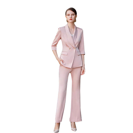 Spring and Autumn fashion green collar three-quarter sleeve professional suit suit goddess fan senior sense President fan formal wear overalls