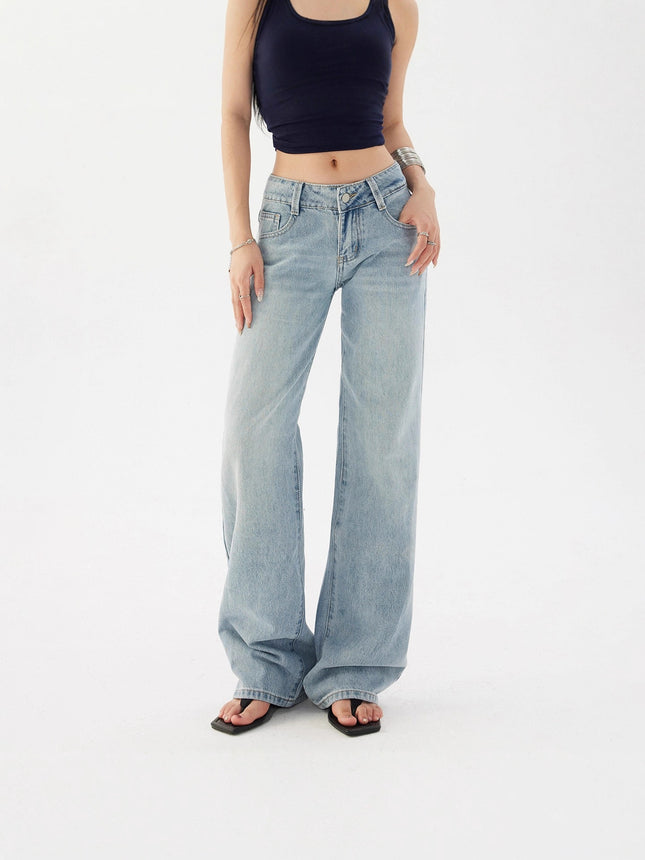 2025 American Retro Low-Waist Loose Hot Girl Straight Pants Versatile Drape Jeans Women's Autumn Long Pants Extended