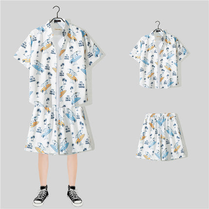 Short-sleeved Flower Shirt Hainan Island Clothing Beach Clothing Sanya Summer Weifeng Thailand Travel Men's Couple Summer Thin suit