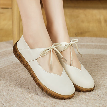 Croc Shoes, Middle-Aged Mother's Shoes, Soft-Soled Women's Velcro Women's Shoes, Shallow Tendon Soles, Hollow Flat Sandals, Leather Shoes