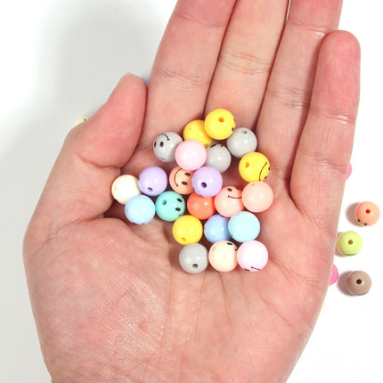 Acrylic Color Cartoon Smiley Face Straight Hole Round Beads Kindergarten Educational Beads DIY Homemade Bracelet Pendant Jewelry