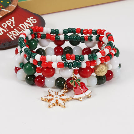 Christmas bracelet elastic rope bracelet snowman snowflake Christmas tree old man deer hat pendant bracelet gift