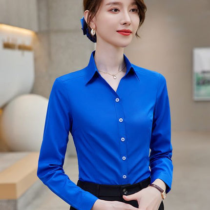 OL Long-sleeved Shirt Slim-fit Women's Shirt Hotel Front Desk Cashier Overalls Supermarket Shopping Guide Falls Uniforms Autumn