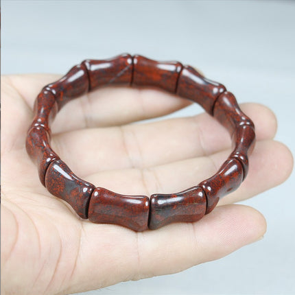 Natural Bloodstone Old-Style Bead Bracelet for Men and Women, Red Meteorite Bracelet, Bloodstone Jade Live Supply