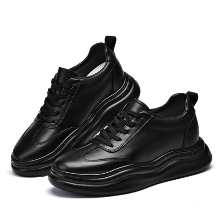 Increased 8CM Men's Shoes Thick Sole Platform Shoes Increased 6CM Board Shoes Spring and Autumn Low-top Cowhide Retro sneaker