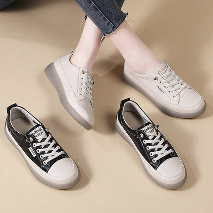Simple White Shoes, Breathable Tendon Soft-Soled Flats, Women's Shoes, Student Casual Shoes, Comfortable Slip-On Work and Commuting Shoes