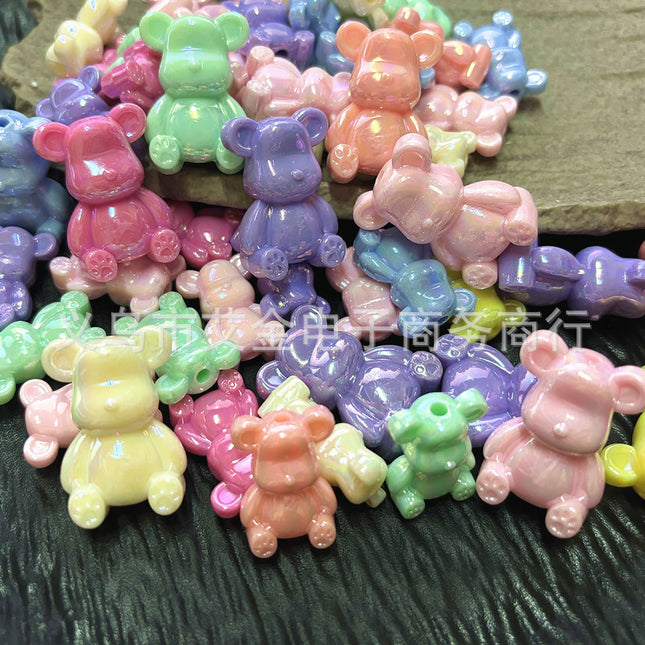 Acrylic Macaron Color Bear Colorful AB Violent Bear Kidsren's DIY Mobile Phone Chain Headwear Car Hanging Accessories Beads