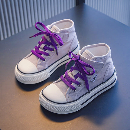 Children's Shoes Mango Head High-Top Canvas Shoes Spring and Autumn Casual Board Shoes for Boys and Girls Soft Sole Baby Cloth Shoes