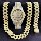 Gold and diamond gold (watch + bracelet + necklace)