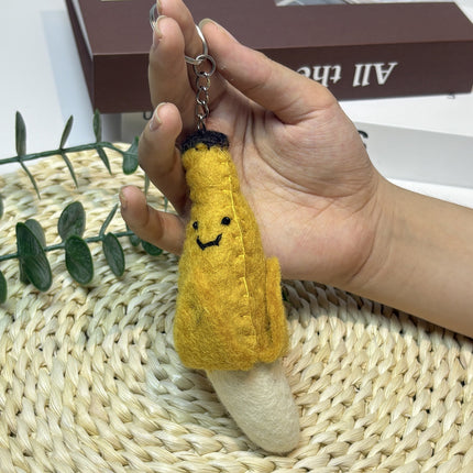 Nepalese Handmade Wool Felt Finished Vegetable and Fruit Bag Pendant Cute Bread Keychain Creative Decoration