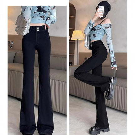 Micro Flare Jeans Women's High Waist 2024 New Autumn and Winter Tight Slimming Stretch Straight Loose Trendy Mop Pants