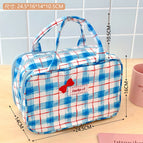 1 # Blue plaid cosmetic bag