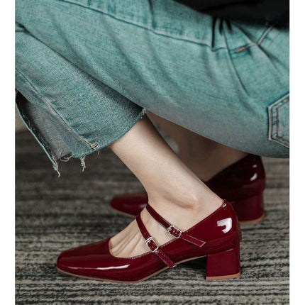 Thick Heel Vintage Mary Jane Shoes Women's 2024 New All-match Fashion Shoes Black Shallow Mouth Fairy Style Baotou Shoes