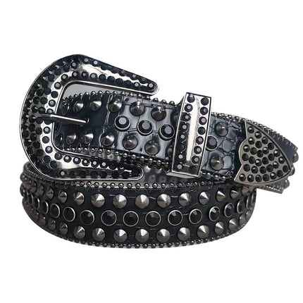 Women's Belt with Rhinestone Inlay Decoration, Versatile for Jeans, Bbsimon Belt Manufacturer Wholesale, Personalized and Trendy