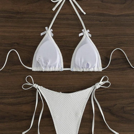 2025 European and American New Sexy Bikini Bikini Split Swimsuit for Women Small Fresh Solid Color Cross-border Special