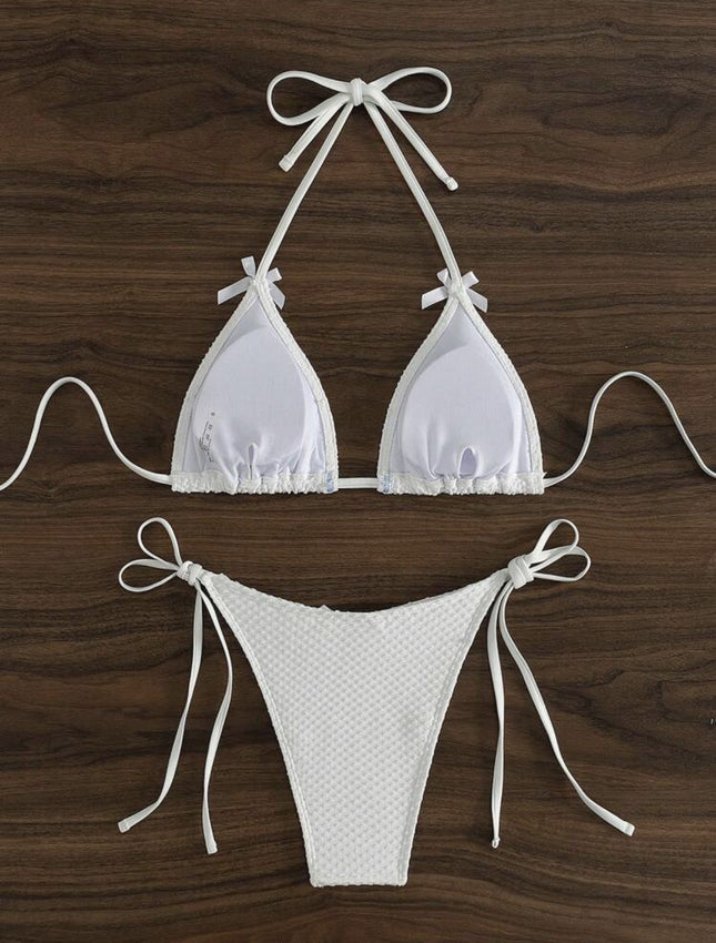 2025 European and American New Sexy Bikini Bikini Split Swimsuit for Women Small Fresh Solid Color Cross-border Special