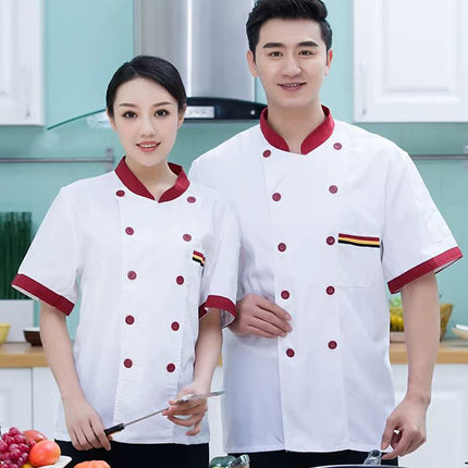 Foreign Trade Wholesale Cross-Border Export Restaurant Canteen Kitchen Clothing Hotel Chef Work Clothes Summer Wear Hotel Short-Sleeved Men's Clothing