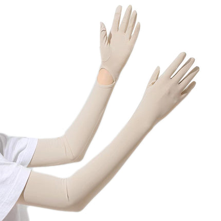Summer sunscreen UV ice sleeve extended ice sleeve female nylon ice silk outdoor riding sunscreen gloves wholesale