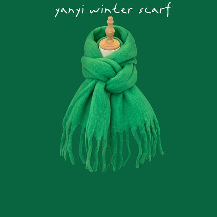 Imitation Cashmere Autumn and Winter Scarf Collection Plaid Scarf Women's Winter Thickeneded Warm Shawl Pure Color Student Scarf Cross-Border
