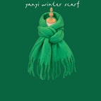 Thick solid color large scarf-green