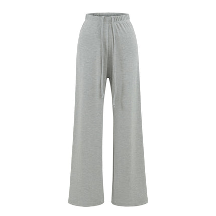American Style Retro Summer Air-drying Knitted Wide-leg Casual Pants High Waist Drawstring Loose Straight-leg Pants Dipping Trousers