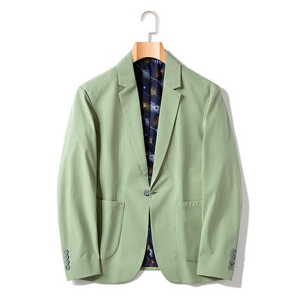 Men's Light Business Small Suit Corduroy Jacket Men's Spring and Autumn Loose Casual Suit Buff Handsome Quality Small Suit Men's Suit