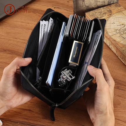 Vegetable Tanned Leather Fashionable Simple Men's Handbag Retro Long Wallet Clutch Bag Genuine Leather Business Clutch Bag Men's Bag
