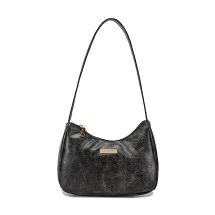 2025Bags Fashionable Oily Leather Glossy Armpit Bag Trendyy Versatile Girls Shoulder Bag Small Soft Leather Mobile Phone Bag
