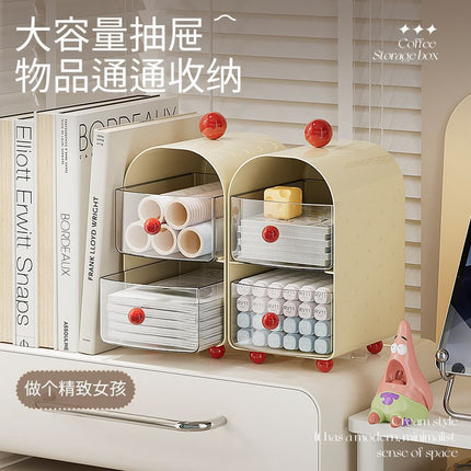 Tea Bag Storage Box Transparent Multi-Functional Drawer Home Coffee Storage Rack Office Multi-Layer Cosmetics Storage Box