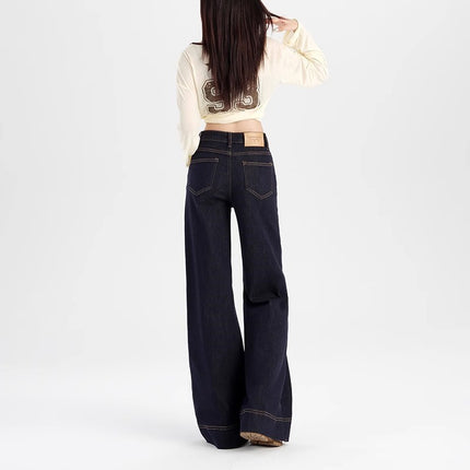 plus size creamy-white Micro-Lare Jeans Women's Trendy All-Match Stretch Slim-Fit High-Waist Slim Look Slim-Straight Wide-Leg Trousers