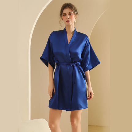 bride Gown morning Gown Lady nightgown wedding makeup bridesmaid group wedding kimono imitation silk cardigan bathrobe