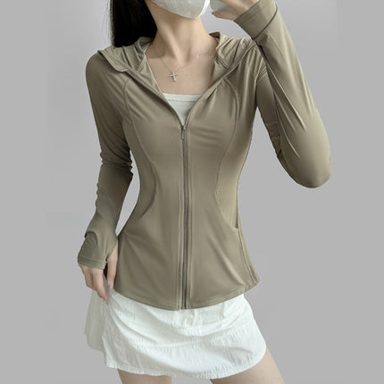 2025lulu Same Style Slim-fit Hooded Long-sleeved Jacket Women's Slim-fit Casual Sports Yoga Clothing Sunscreen Clothing Skin Clothing