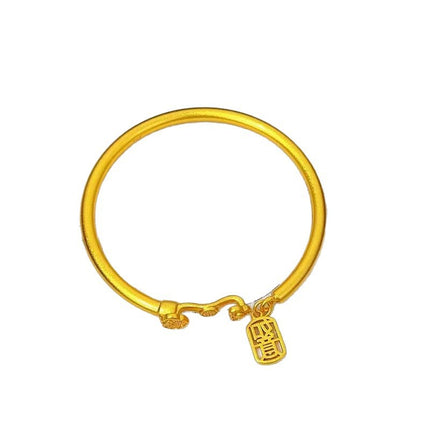 Gold-Plated Chinese-Style Ethnic Vintage Open-Ended Bracelet Niche Retro Gold-Plated Ruyi Bracelet Same Style as Gold Store