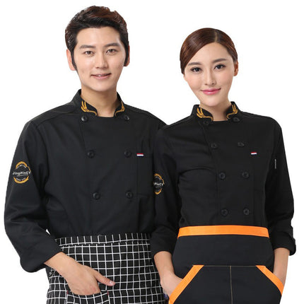 Chef Work Clothes Long Sleeve Men's Autumn and Winter Clothes Hotel Restaurant Catering Chef Clothes Short Sleeve Women's Rear Kitchen Tooling Top