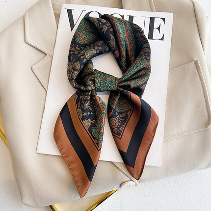 Simulated Silk Printed Silk Scarf for Women, Korean Cashew Leopard Print Headscarf, Four-Season Scarf, Professional Scarf Wholesale