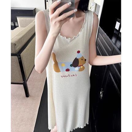 Vest-Style Nightgown, Sleeveless Dress, Pajamas, Suspender Dress, Home Wear, Can Be Worn Outside, Short Style, Sweet and Cute Style