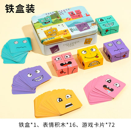 Tiktok-Style Face-Changing Magic Cube Smiley Face Fun Expression Building Block Puzzle Children's Toy Logical Thinking Educational