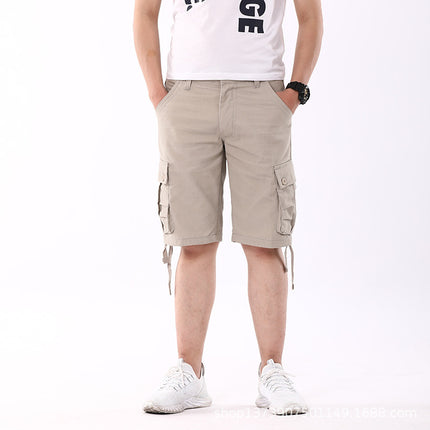 Summer new men's casual shorts multi-pocket plus size loose shorts fashion trendy casual pants overalls men