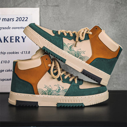 Men's Shoes Autum New High-Top Sports and Leisure Korean Style Trbottomyy Versatile Youth Thick-Soled Board Wholesale Aj Trbottomy Shoes